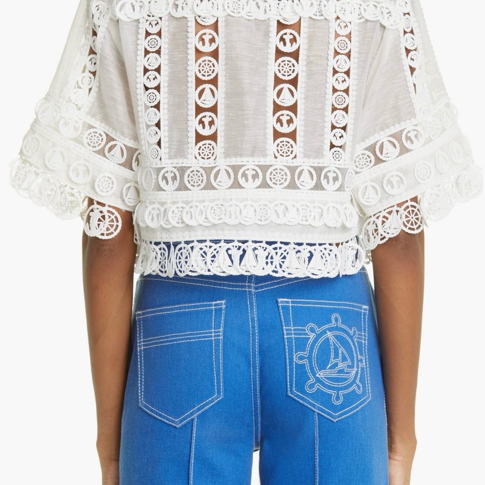 Zimmermann Ivory Lace Cropped Blouse Size 3 - Picture 4 of 8